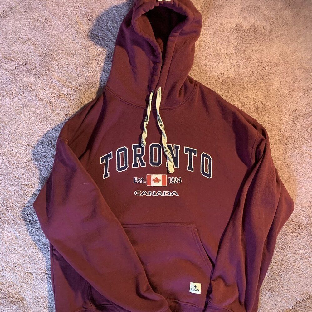 Canadian Vintage Toronto Canada Graphic Hoodie Burgundy Mens‎ XL